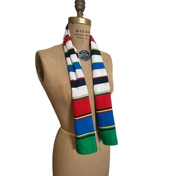 Vintage multicolor striped slim rectangular scarf - Scarves by Nasharr - Picture 1 of 9